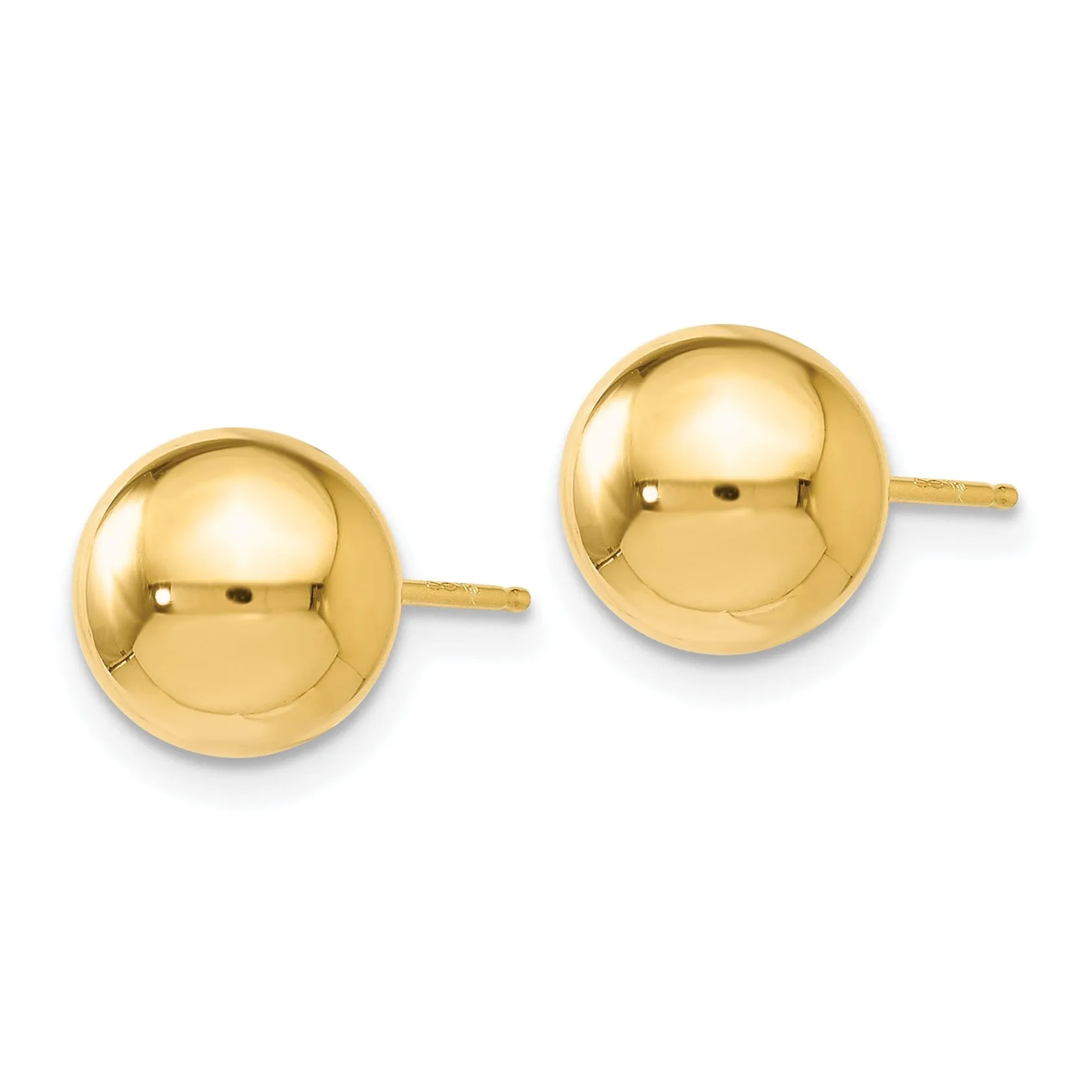 14k Yellow Gold 8mm Ball Post Earrings