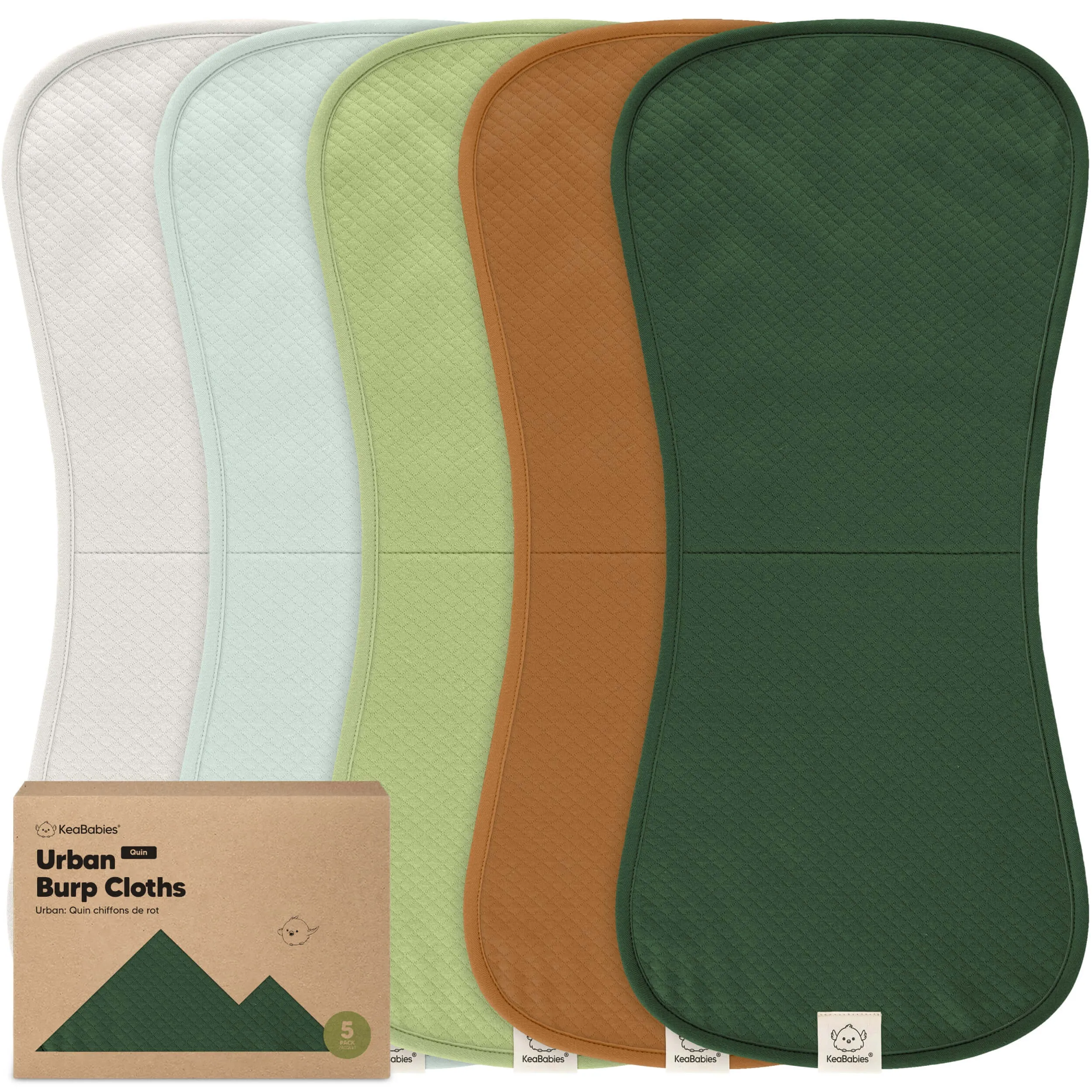 5-Pack Urban Quin Burp Cloths (Hunter)