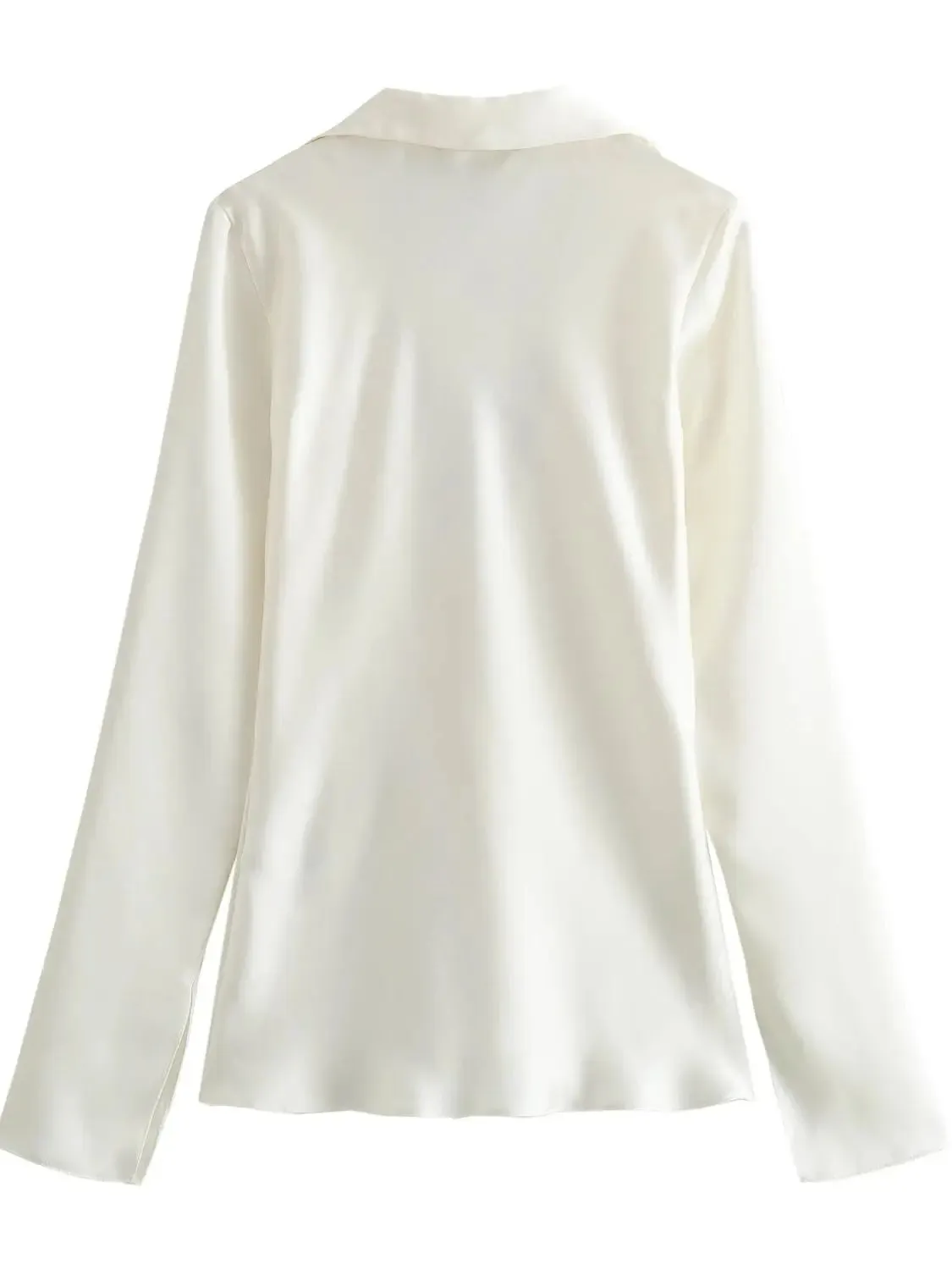 A&A Satin Bow Tie Long Sleeve Blouse