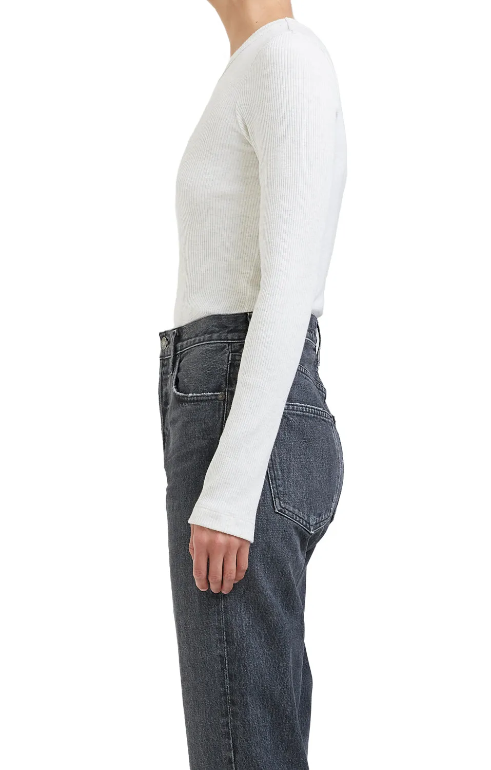 AGoldE - Maya Scoop Neck Rib in Brushed Oatmeal Heather