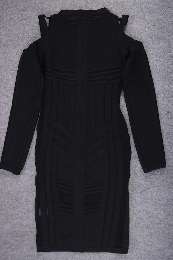 Amelia Long Sleeve Bandage Dress - Classic Black