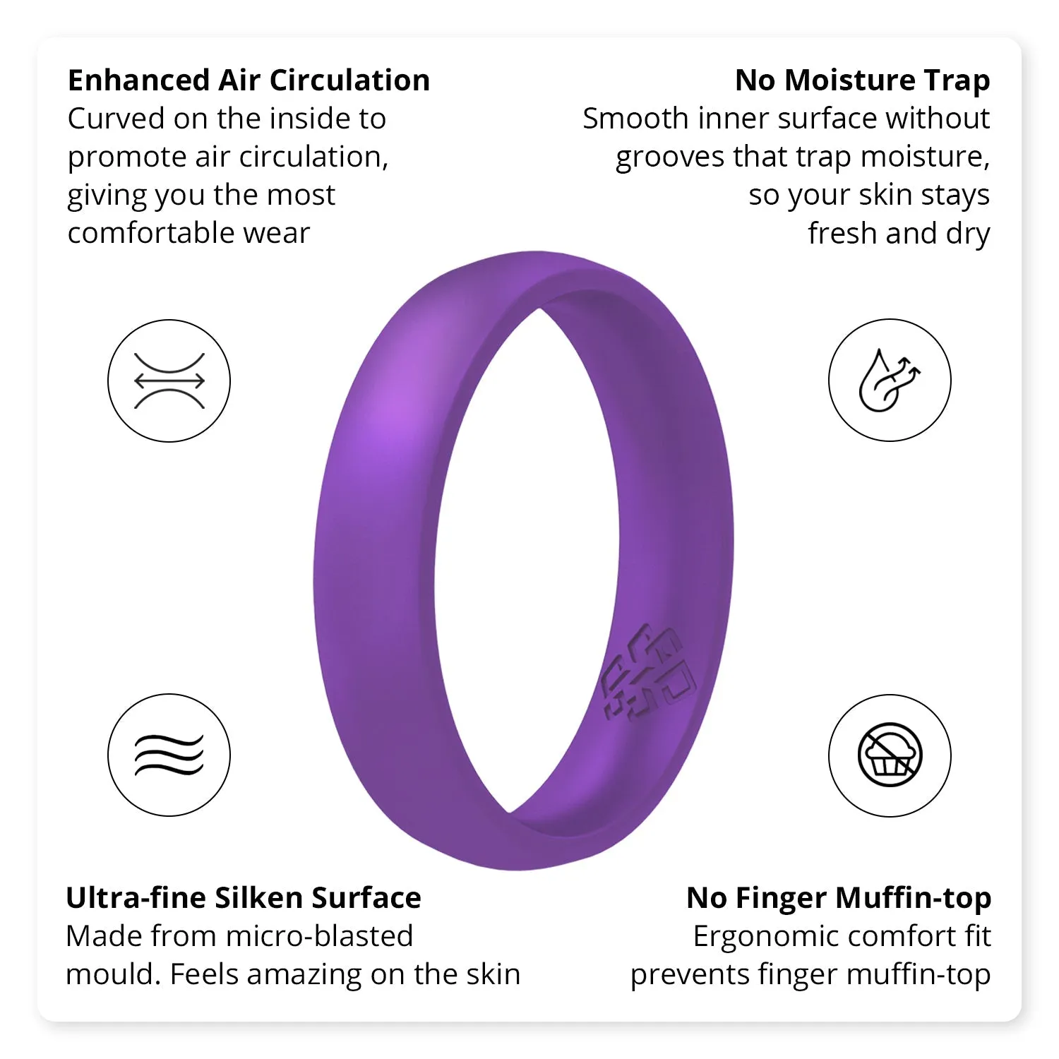 Amethyst Purple Breathable Pearly Silicone Ring for Women