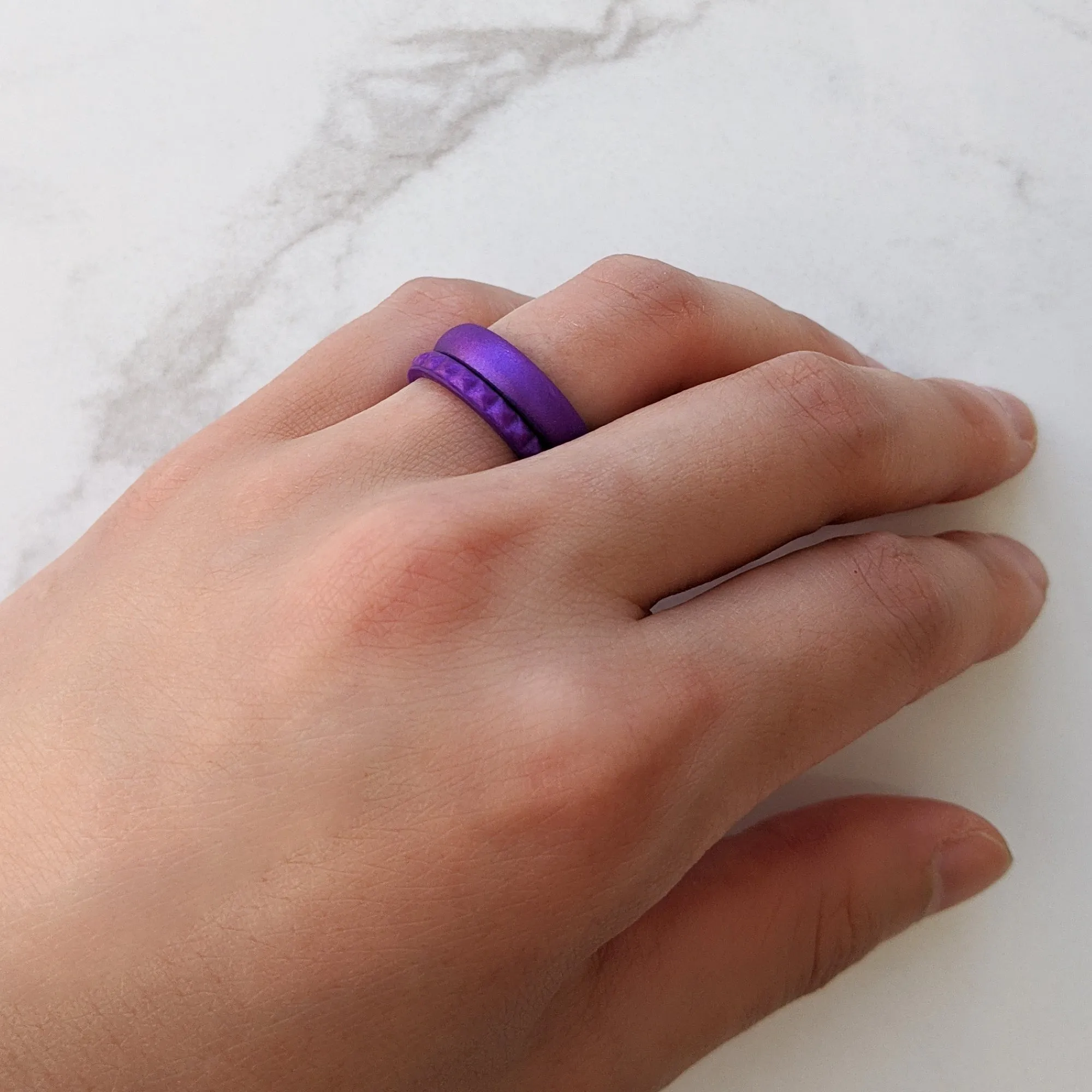 Amethyst Purple Breathable Pearly Silicone Ring for Women