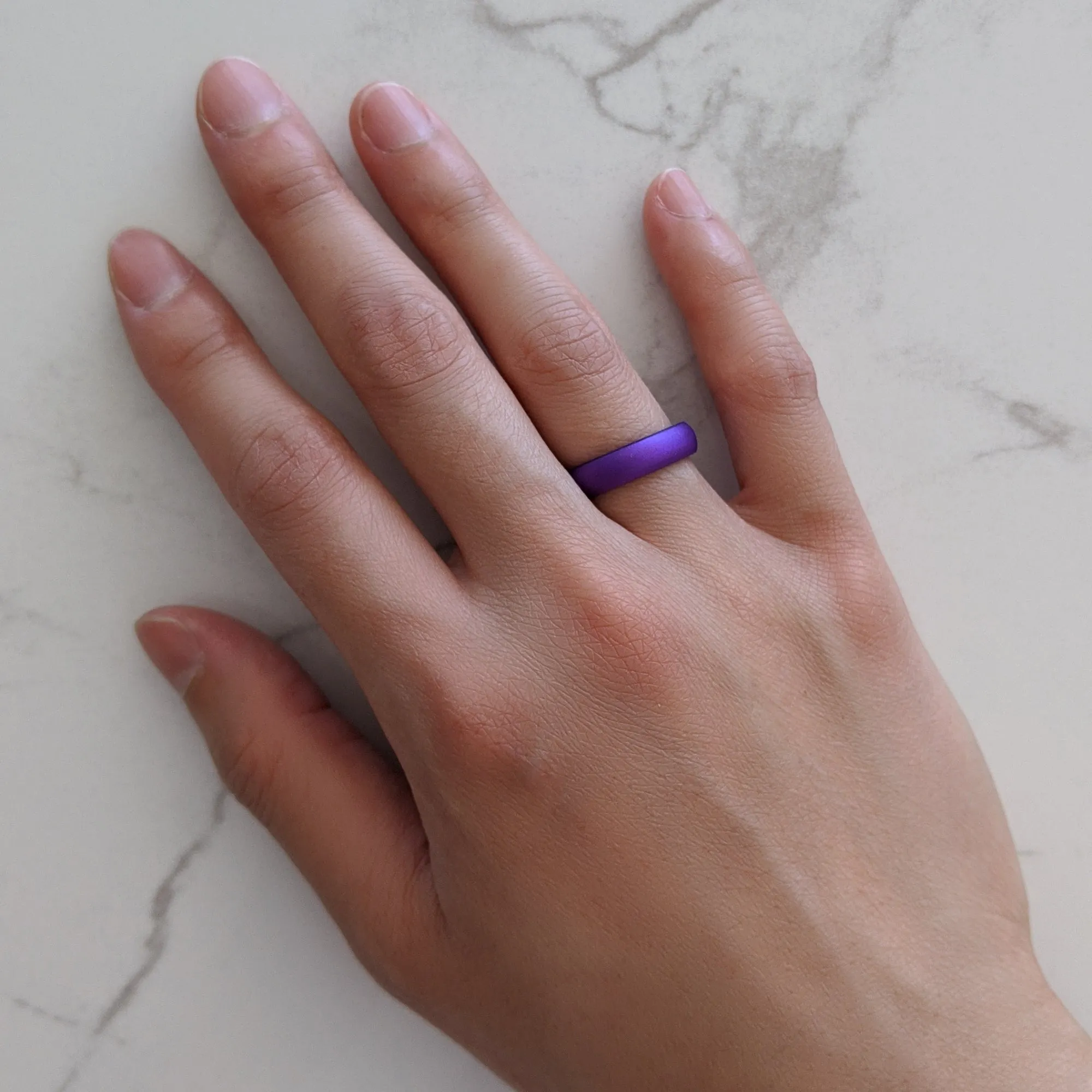 Amethyst Purple Breathable Pearly Silicone Ring for Women