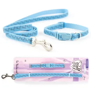 Ancol Puppy Small Bite Dog Collar & Lead Set Paw 'n' Bone Blue