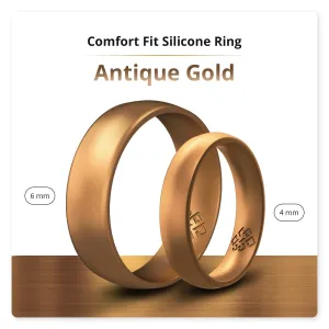 Antique Gold Breathable Silicone Ring For Men and Women