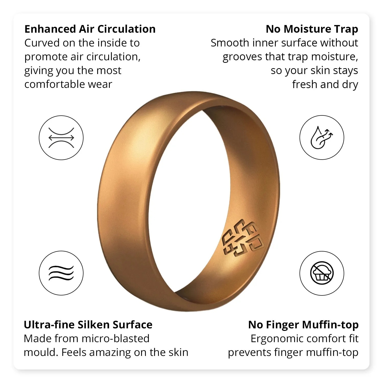 Antique Gold Breathable Silicone Ring For Men and Women