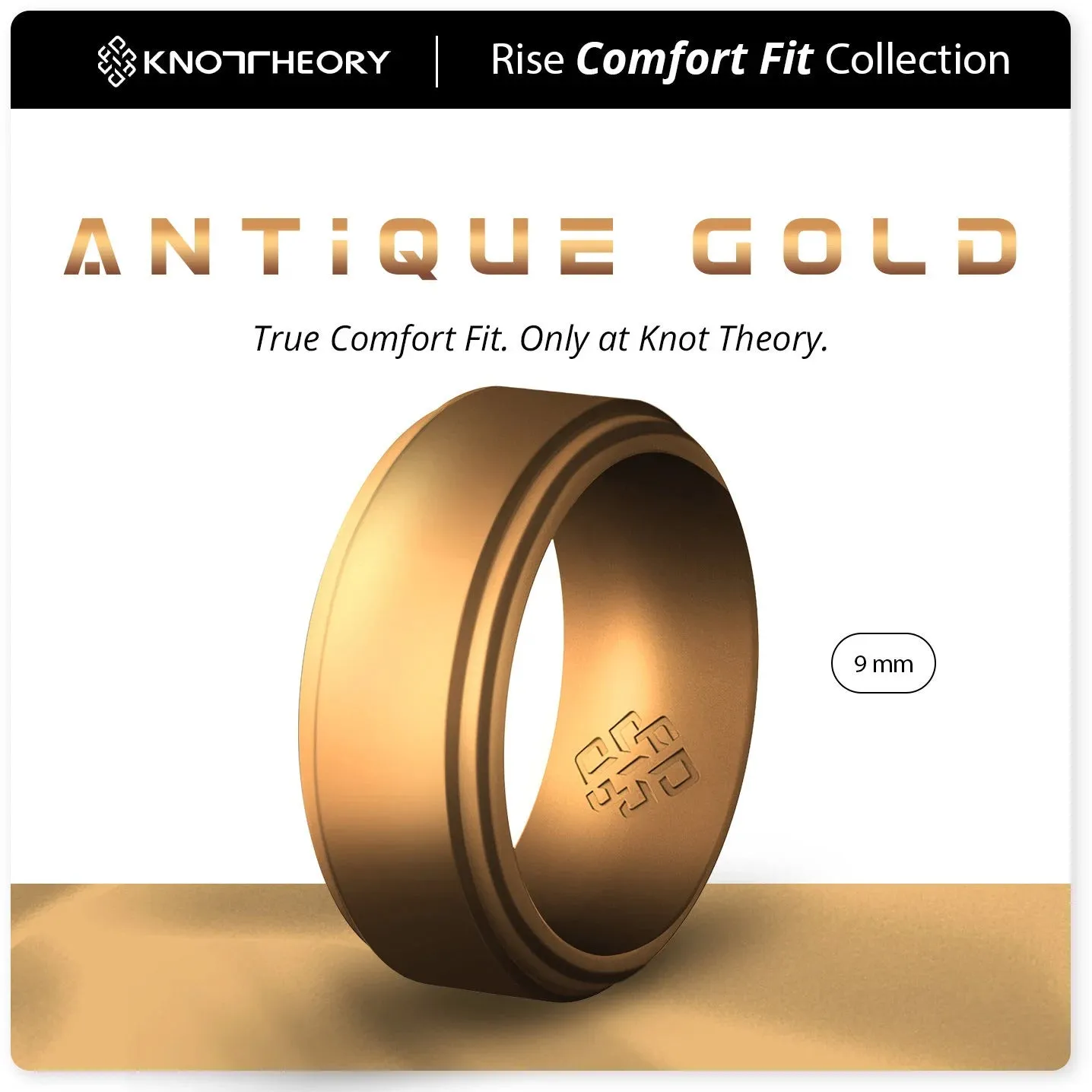 Antique Gold Step Edge Breathable Silicone Ring for Men