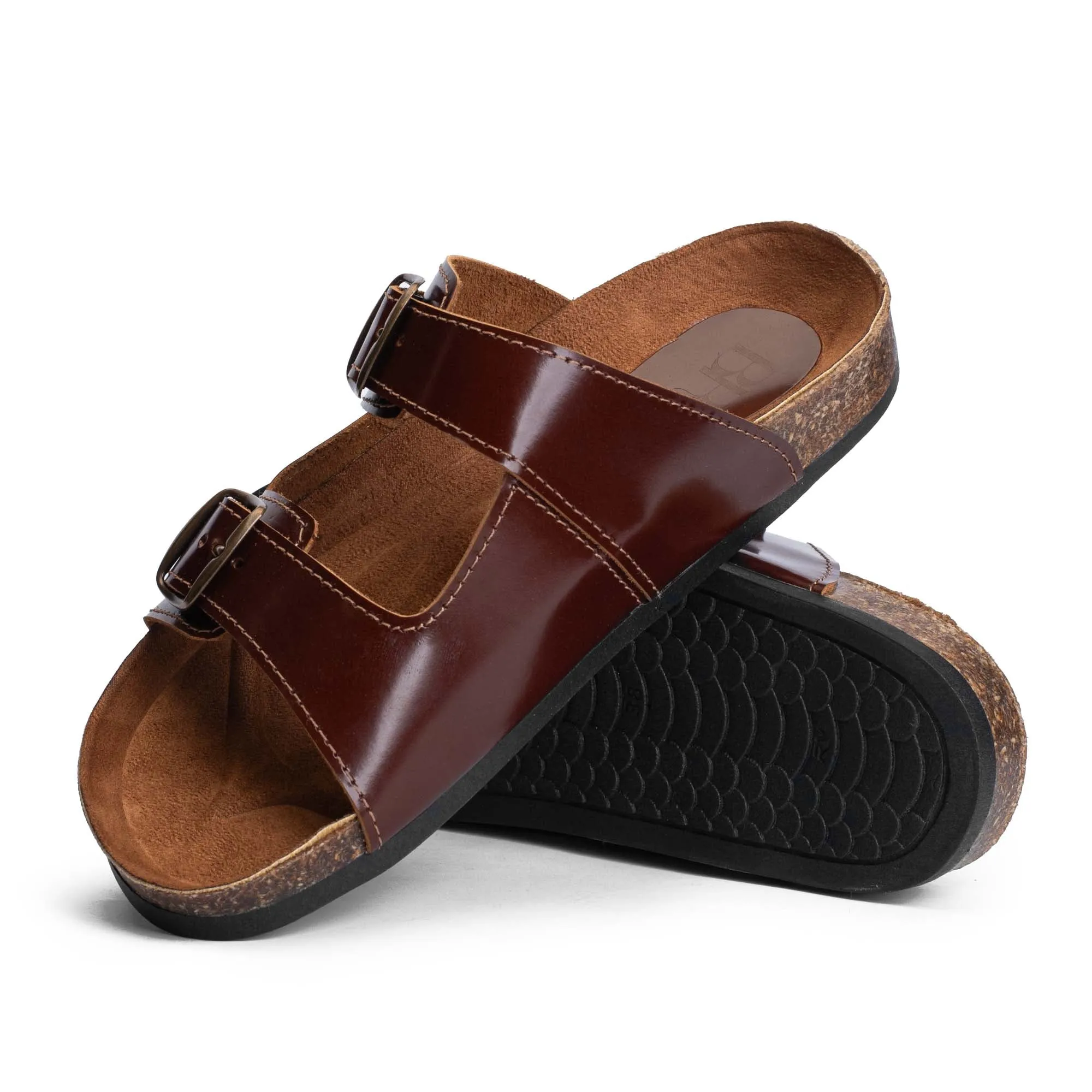 Arizona Chestnut Brown Natural Leather Slippers