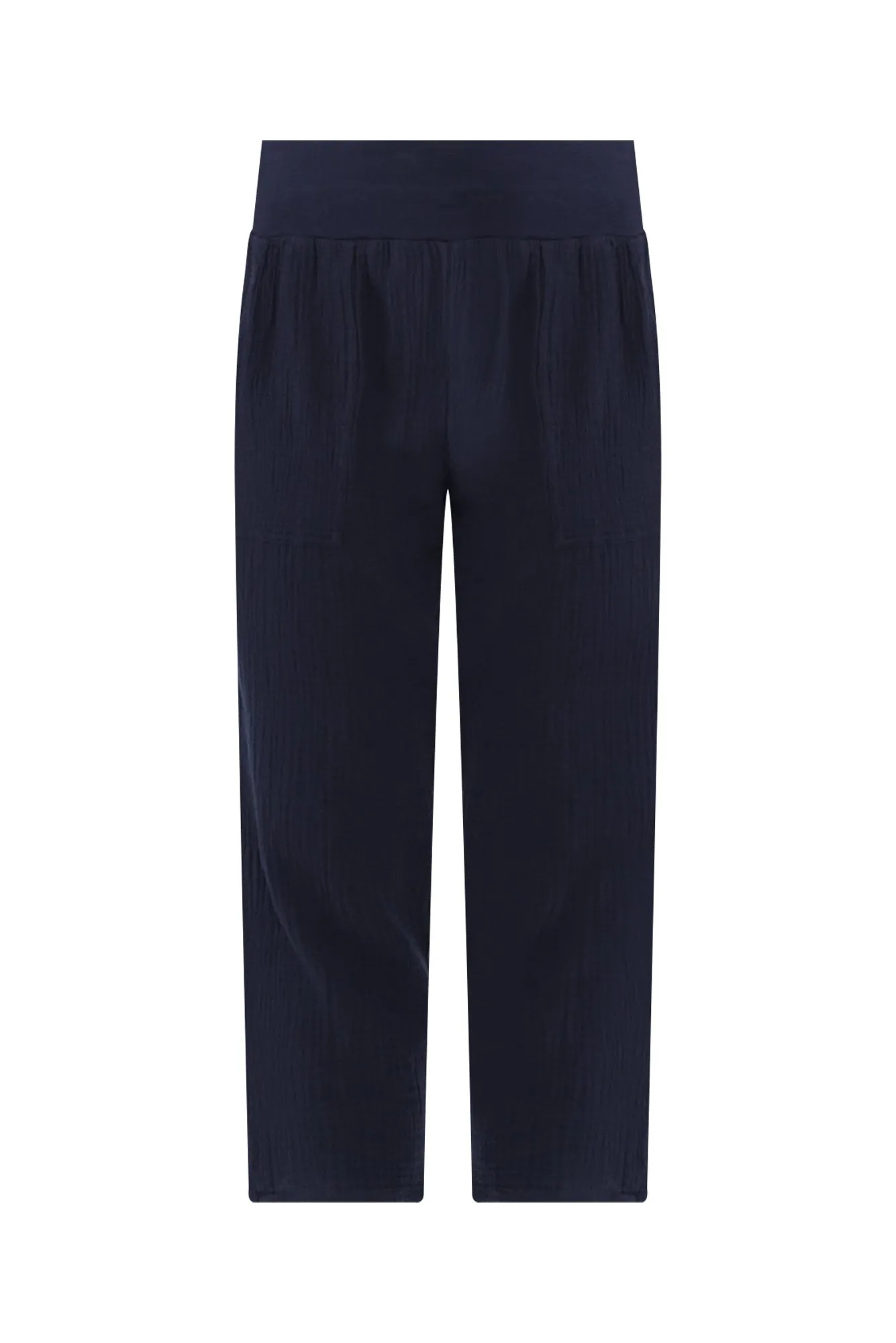 Athos Navy Cotton Cheesecloth 7/8 Pants