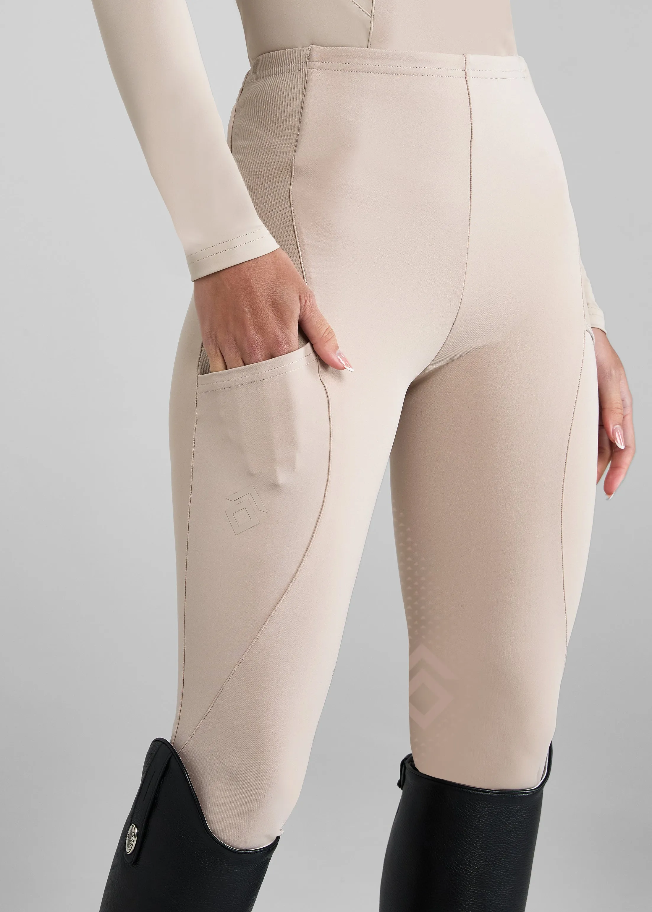 Beige Core Leggings Full Seat