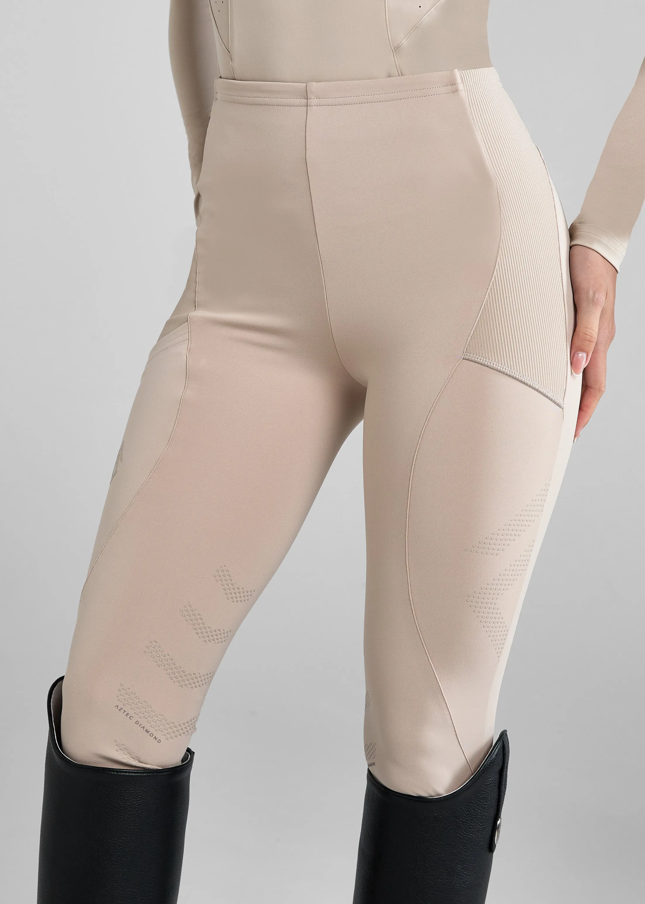 Beige Core Leggings Knee Grip