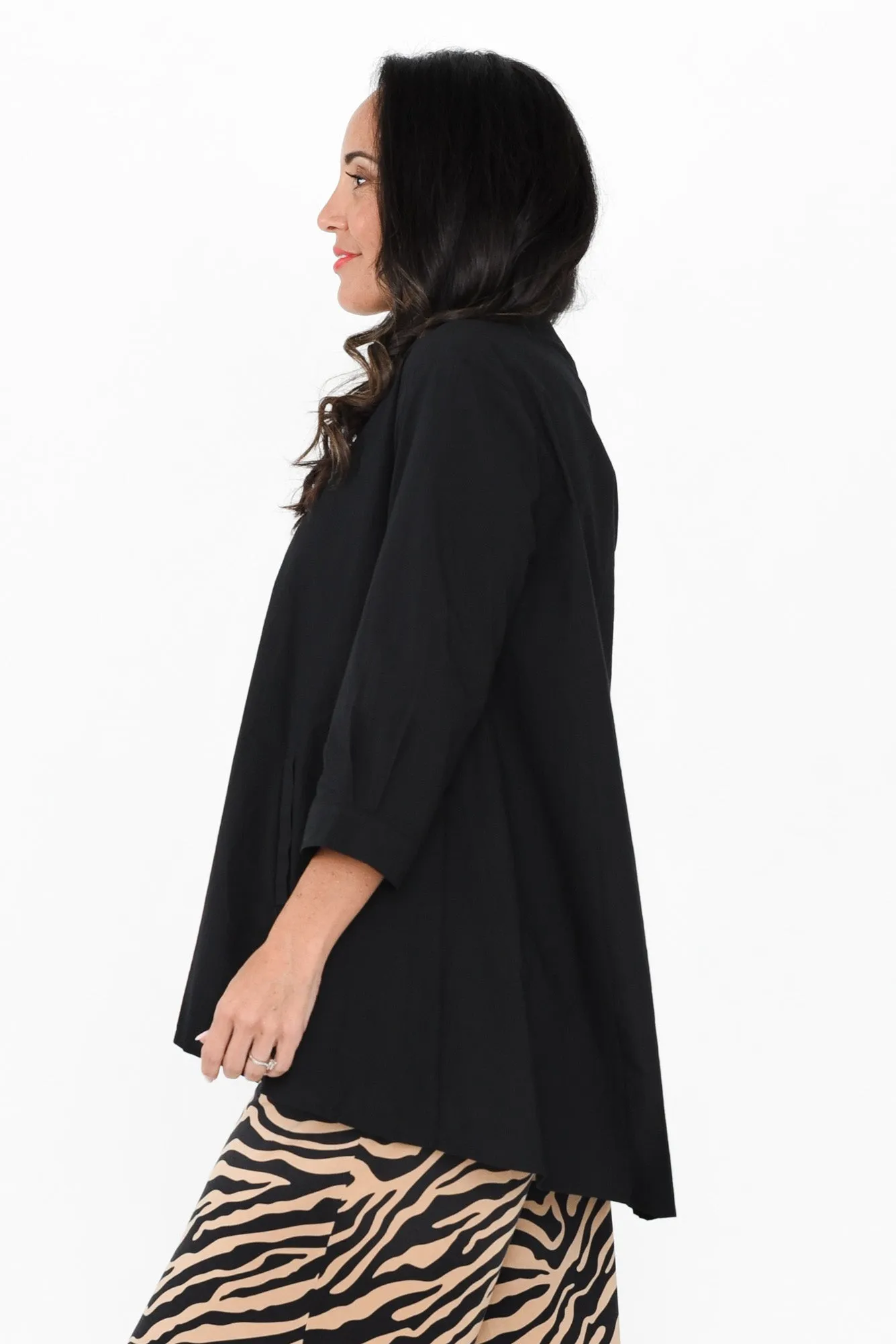 Brianna Black Cotton Poplin Top