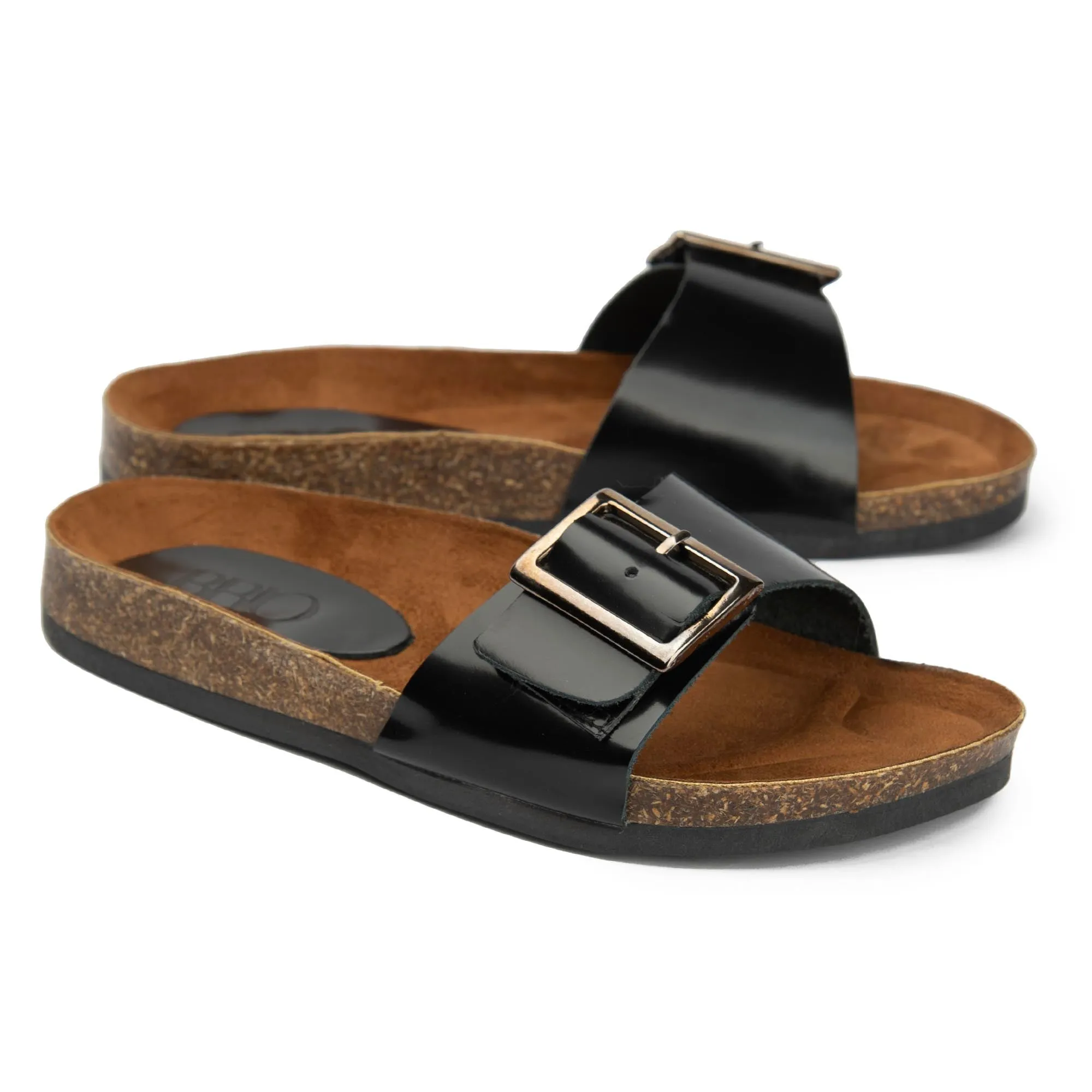 Brio Madrid Black Natural Leather Slippers