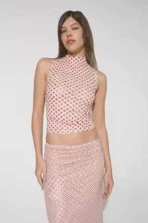 CAM TOP - WHITE POLKA DOT