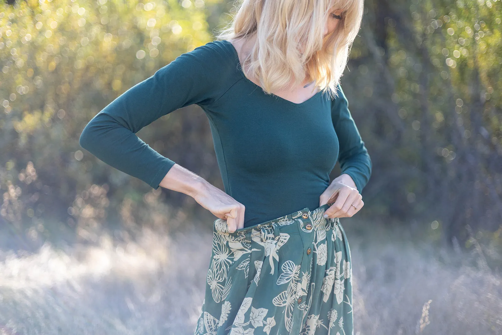 Camille Top in Emerald Cotton Knit