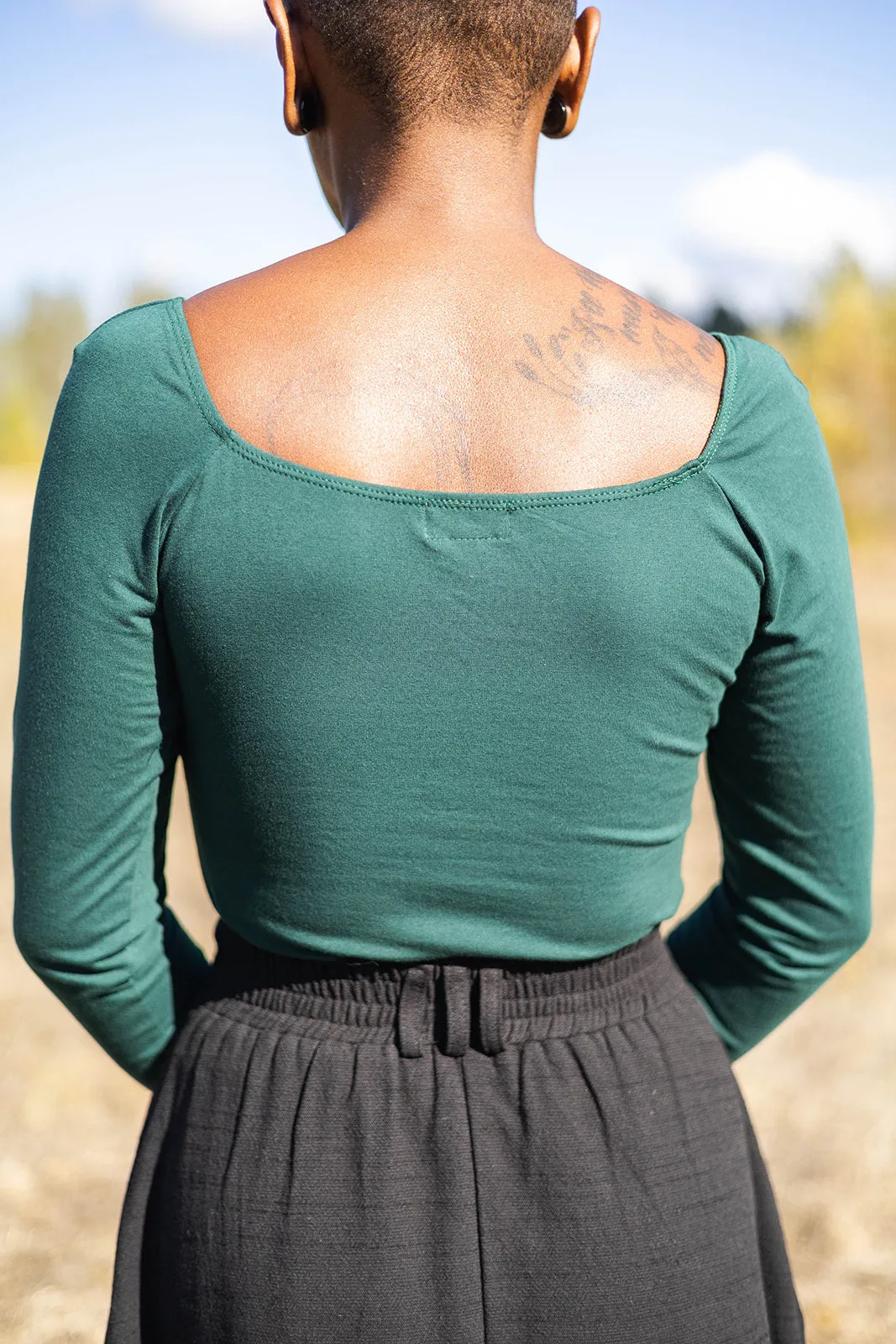 Camille Top in Emerald Cotton Knit