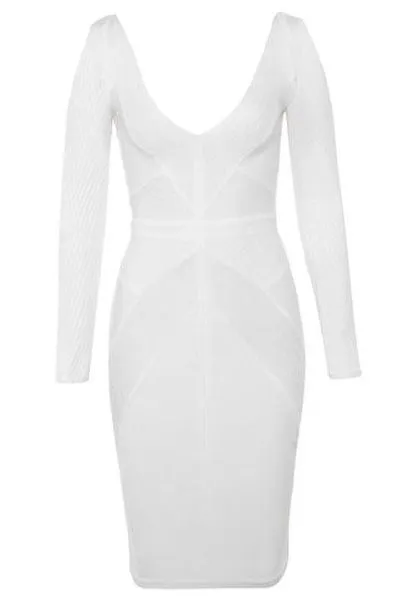 Coco Long Sleeve Bandage Dress - Pearl White