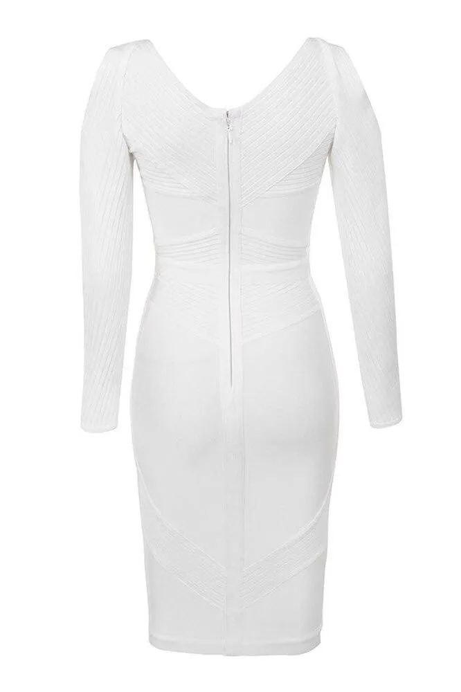 Coco Long Sleeve Bandage Dress - Pearl White