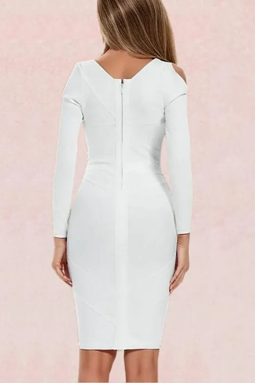 Coco Long Sleeve Bandage Dress - Pearl White