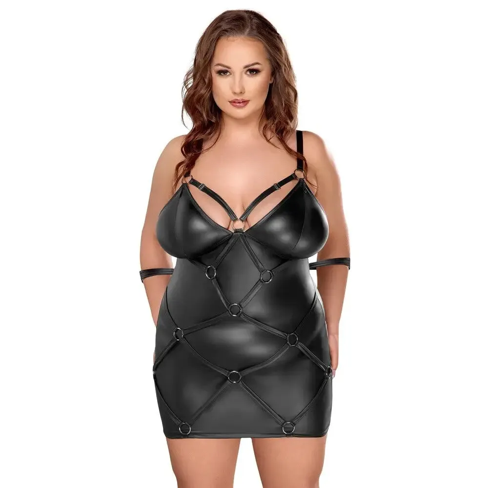 Cottelli Curves Stretchy Black Bondage Plus Size Dress