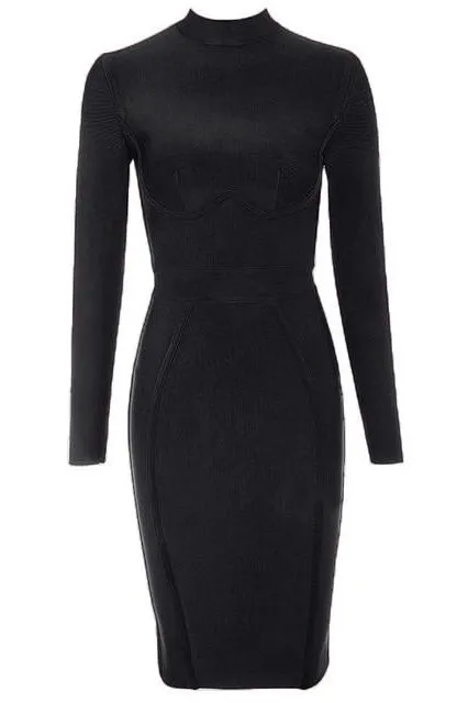 Dee Long Sleeve Bandage Dress - Classic Black