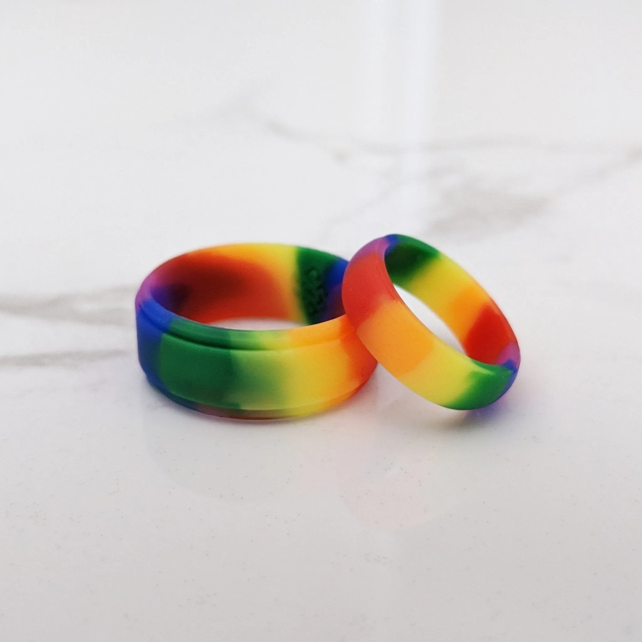 Double Rainbow Step Edge Breathable Silicone Ring