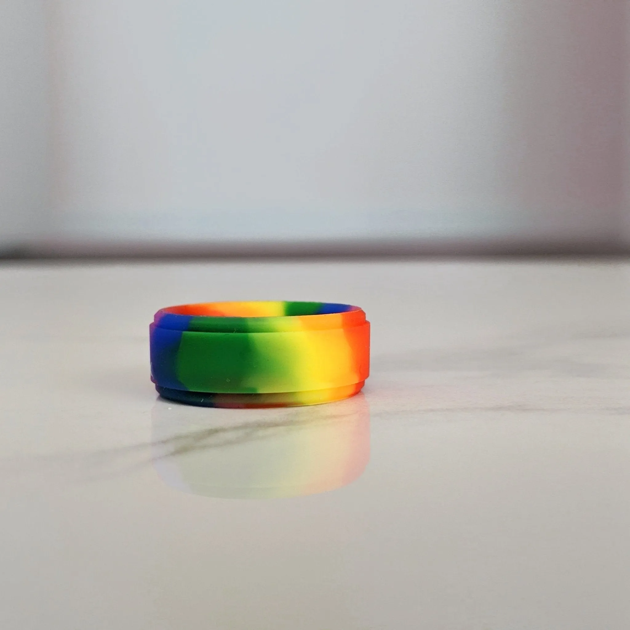 Double Rainbow Step Edge Breathable Silicone Ring