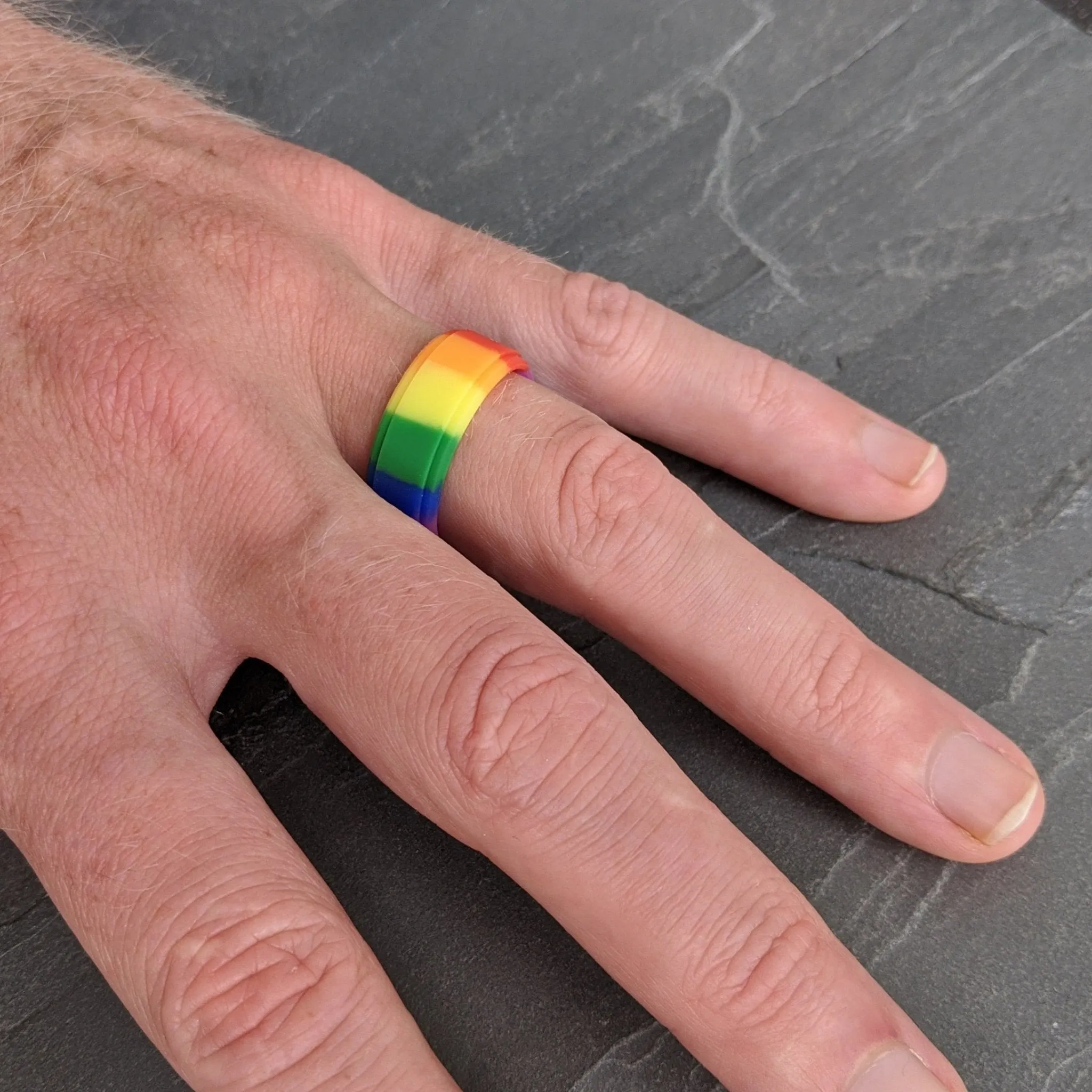 Double Rainbow Step Edge Breathable Silicone Ring