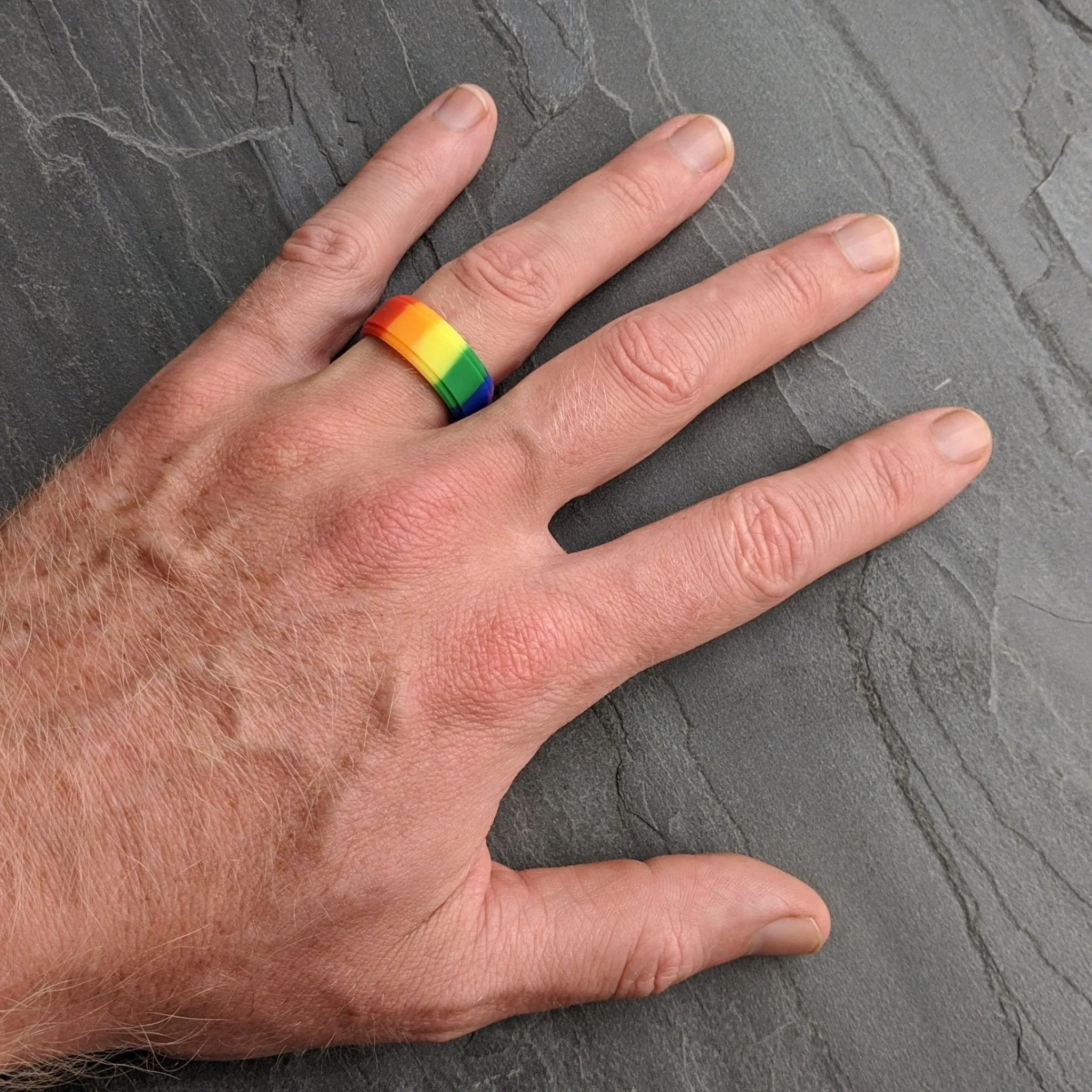 Double Rainbow Step Edge Breathable Silicone Ring