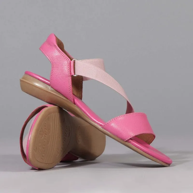 Elasticated Slingback Sandal in Hot Pink - 12618