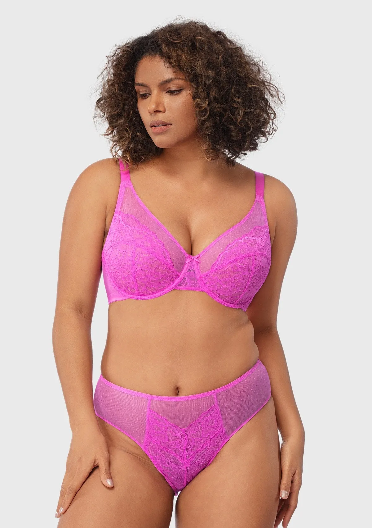 Enchante Barbie Pink Lace Unlined Underwire Bra