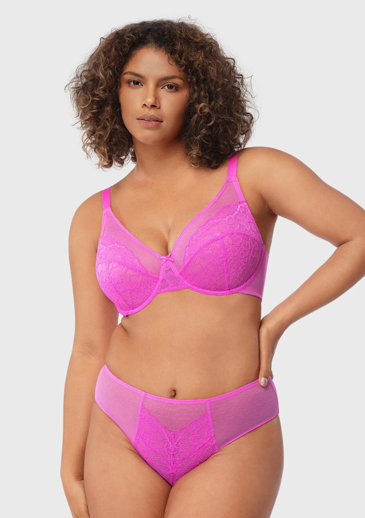 Enchante Barbie Pink Lace Unlined Underwire Bra