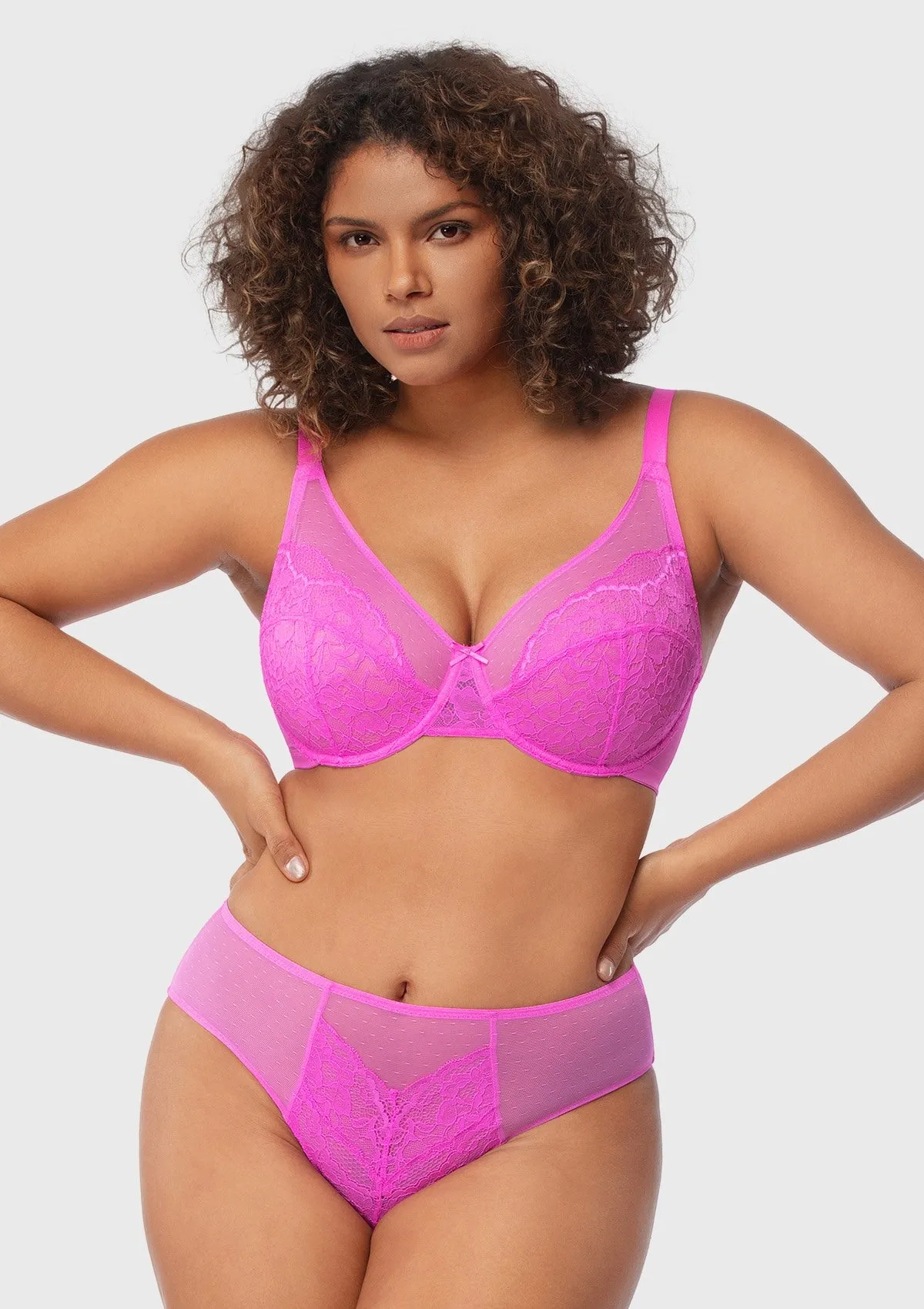 Enchante Barbie Pink Lace Unlined Underwire Bra