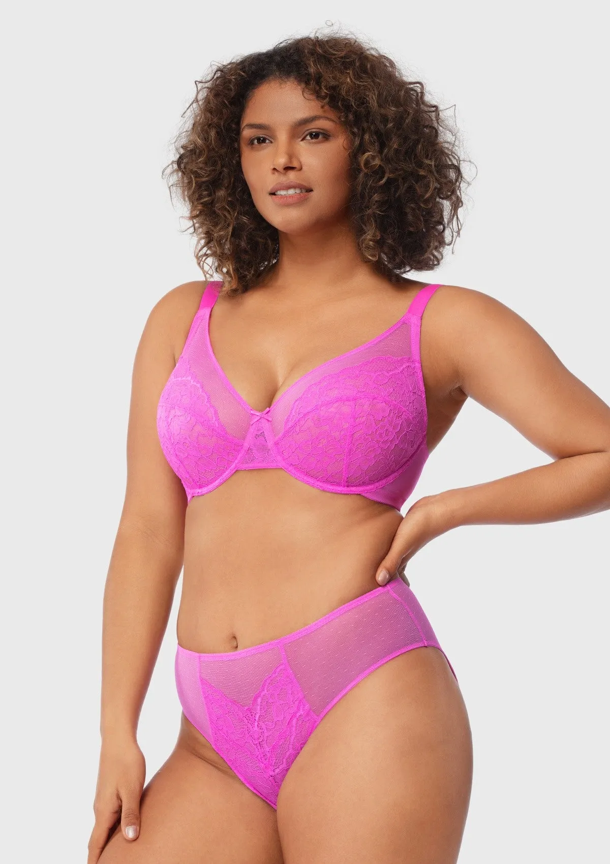 Enchante Barbie Pink Lace Unlined Underwire Bra