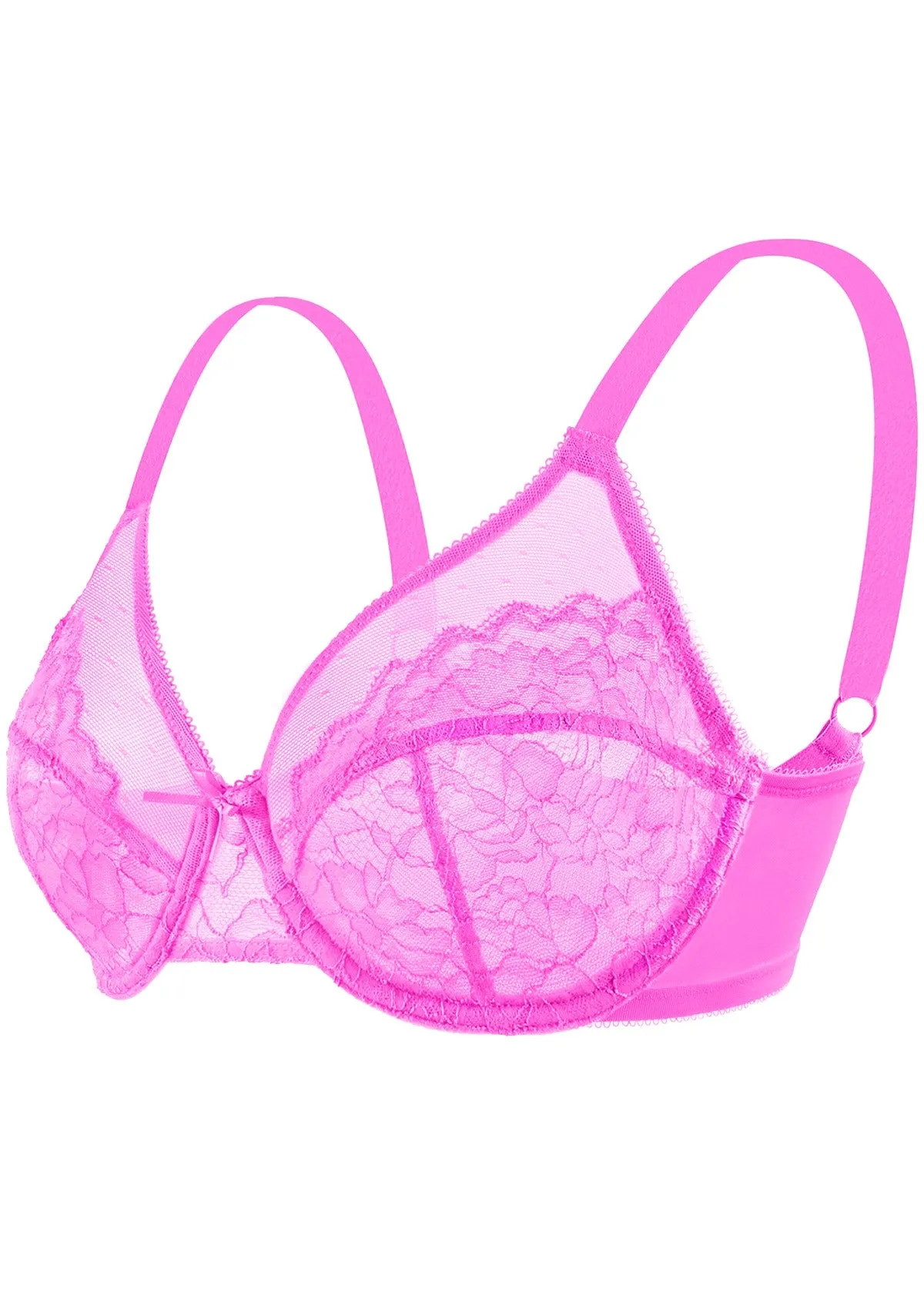 Enchante Barbie Pink Lace Unlined Underwire Bra