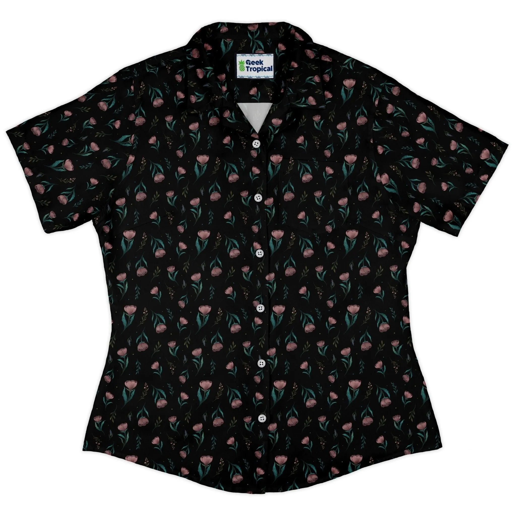 Episodic Blooms Curvy Button Up Shirt