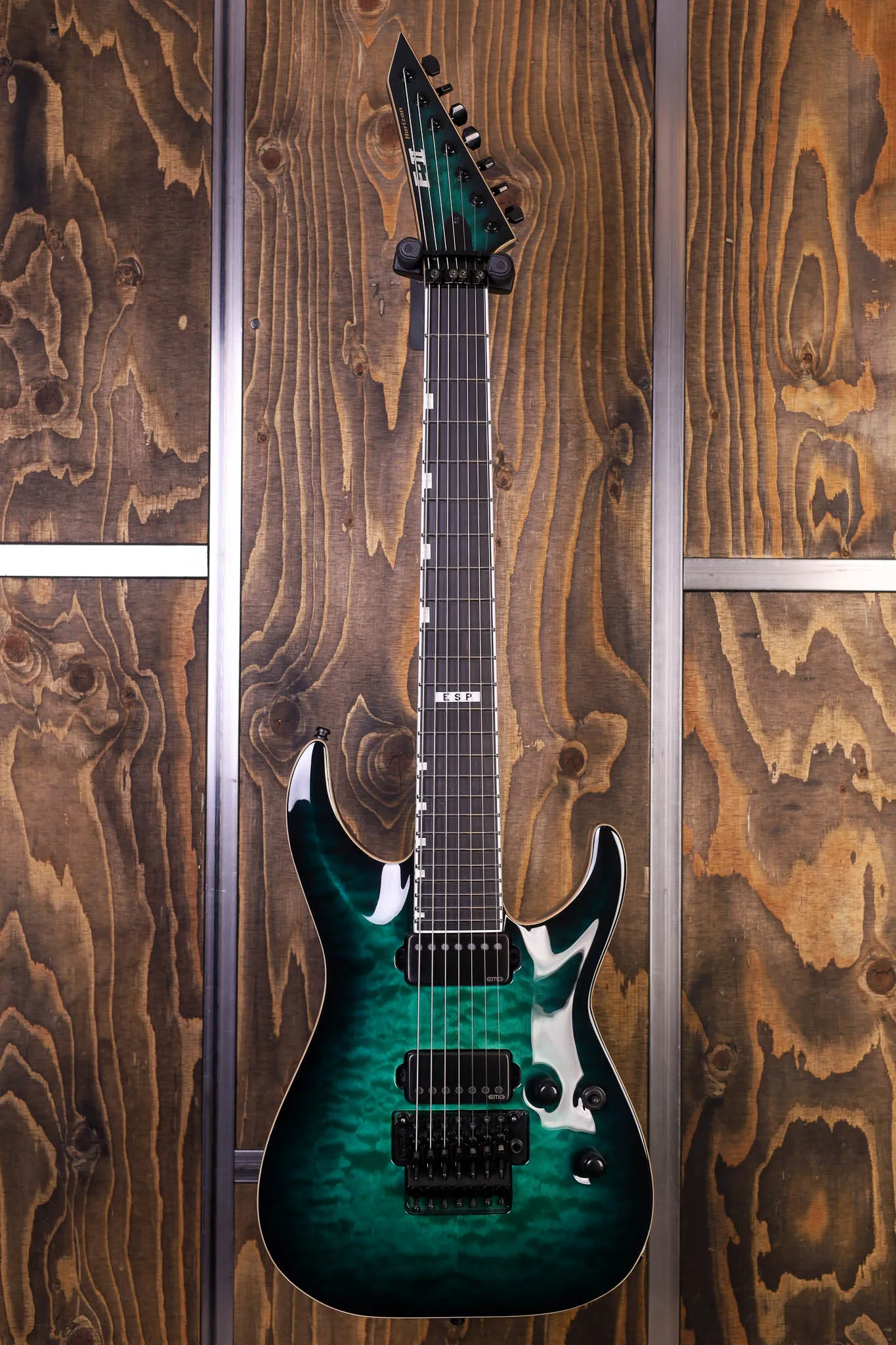 ESP E-II Horizon FR-7 Black Turquoise Burst