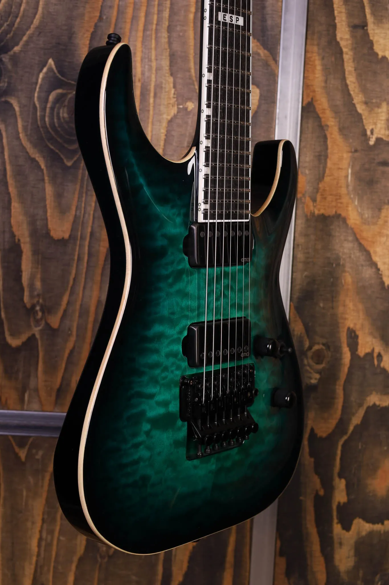 ESP E-II Horizon FR-7 Black Turquoise Burst