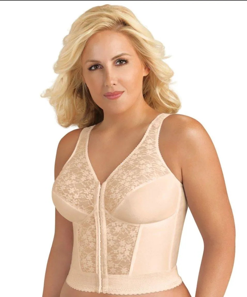 Exquisite Form Fully Front Close Wire-Free Longline Posture With Lace Bra - Black