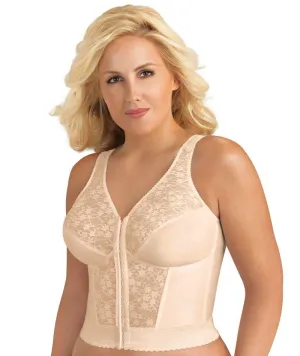 Exquisite Form Fully Front Close Wire-Free Longline Posture With Lace Bra - Rose Beige