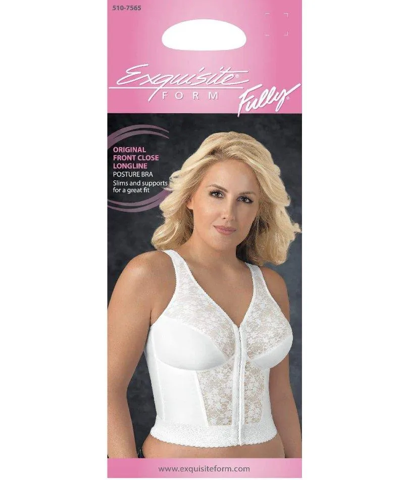 Exquisite Form Fully Front Close Wire-Free Longline Posture With Lace Bra - White