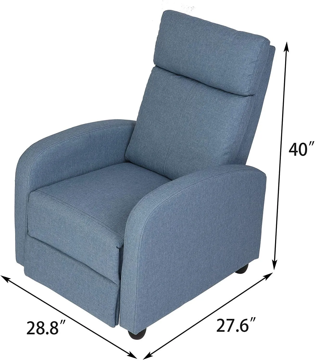 Fabric Recliner Chair Adjustable Single Sofa Home Theater Seating Recliner Reading Sofa for Living Room & Bedroom, Blue