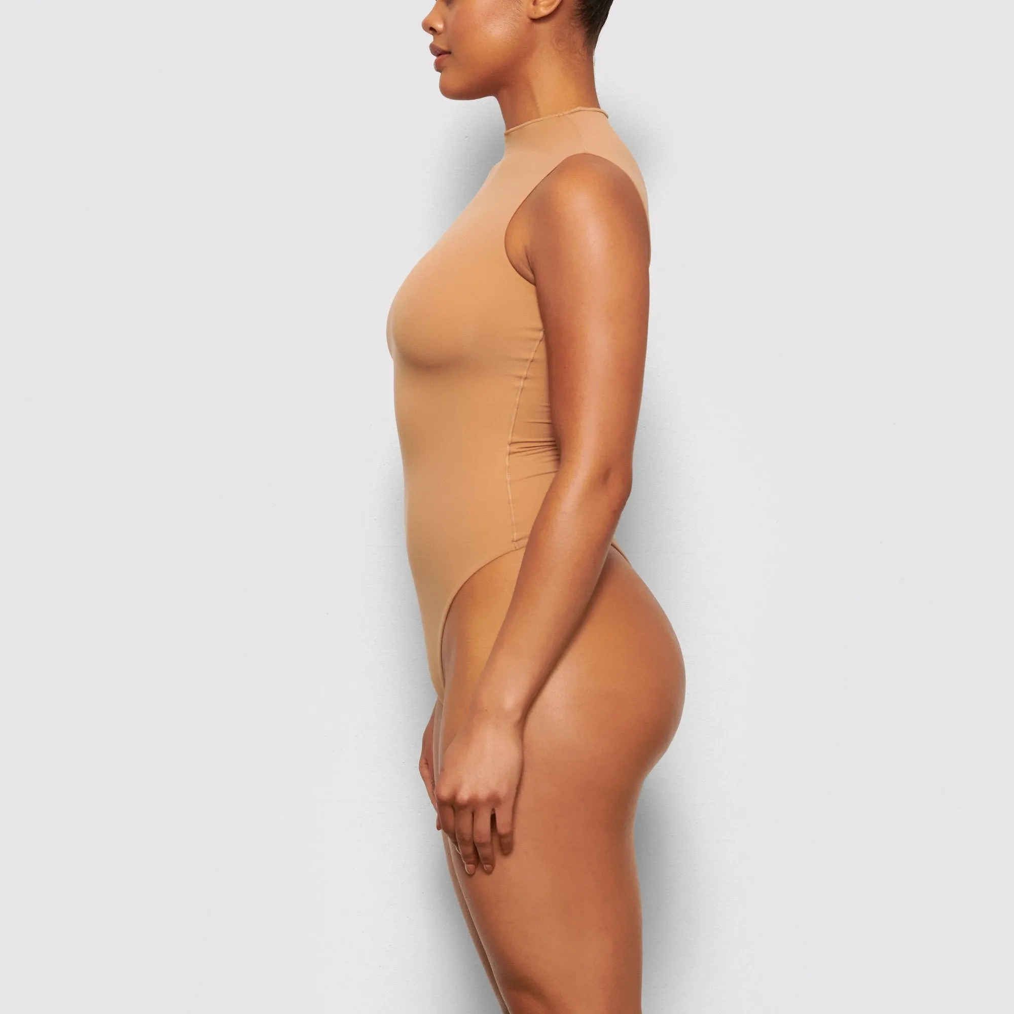 FITS EVERYBODY SLEEVELESS MOCK NECK BODYSUIT | OCHRE