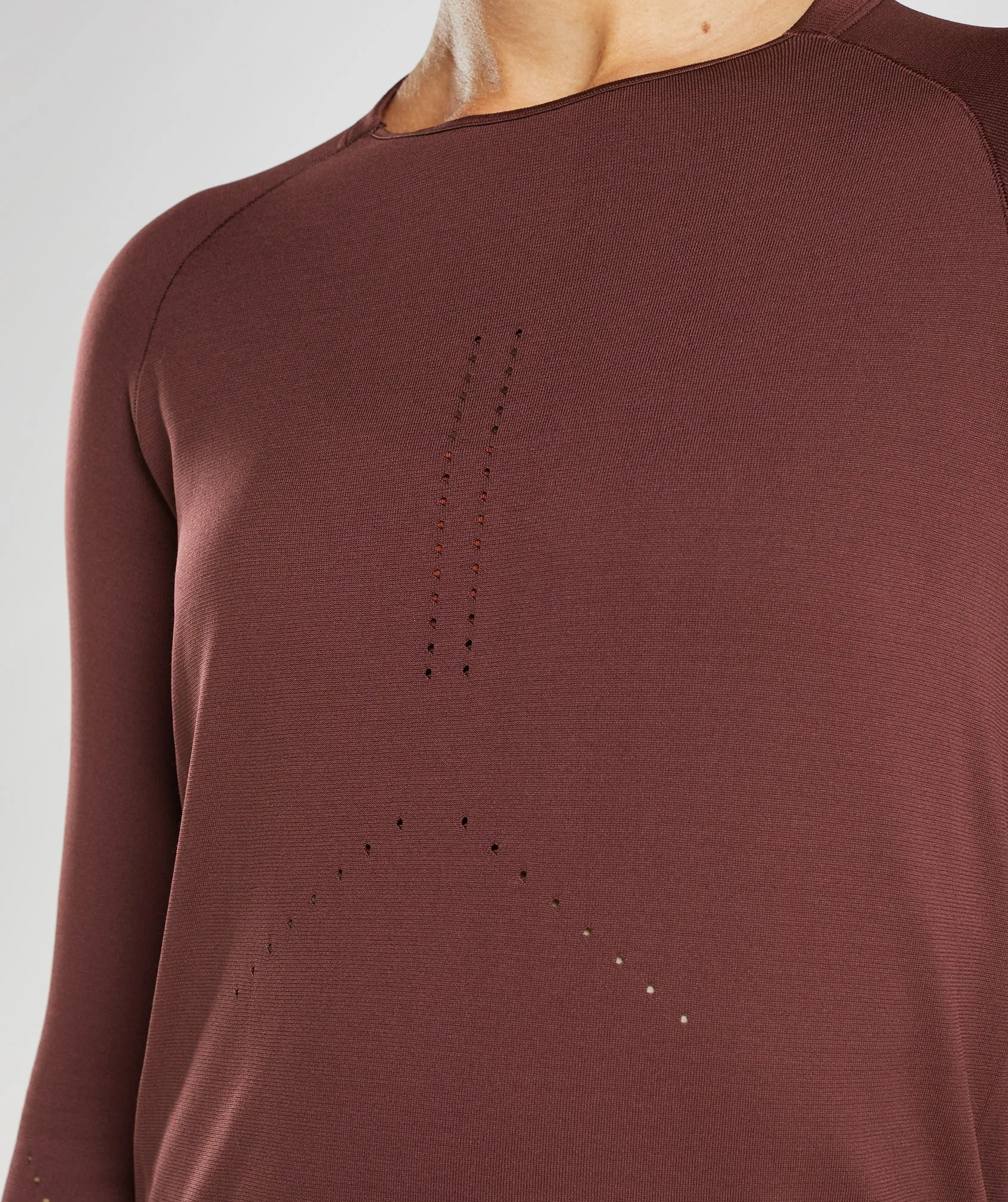 Gymshark Sweat Seamless Long Sleeve Top - Baked Maroon