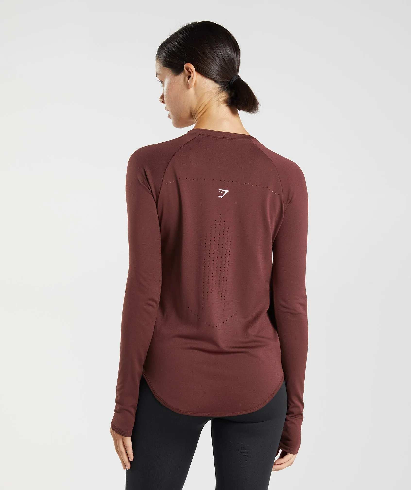 Gymshark Sweat Seamless Long Sleeve Top - Baked Maroon