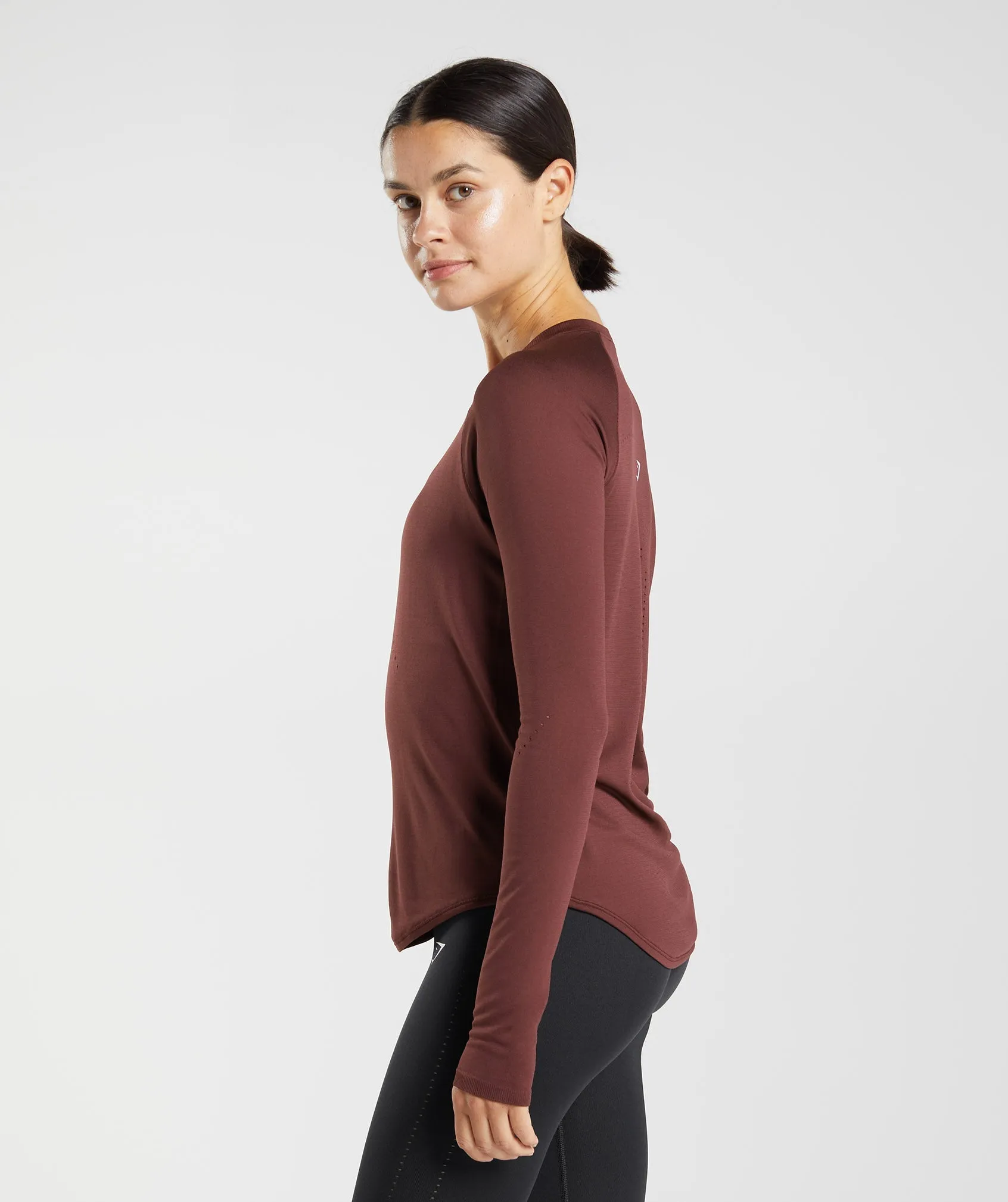 Gymshark Sweat Seamless Long Sleeve Top - Baked Maroon