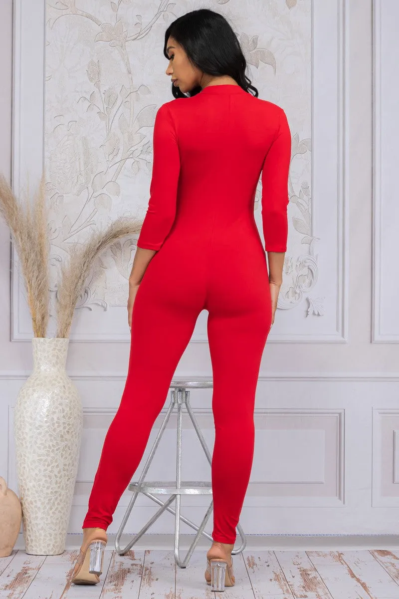 HH625R-SD - LONG SLEEVE BODYCON JUMPSUIT