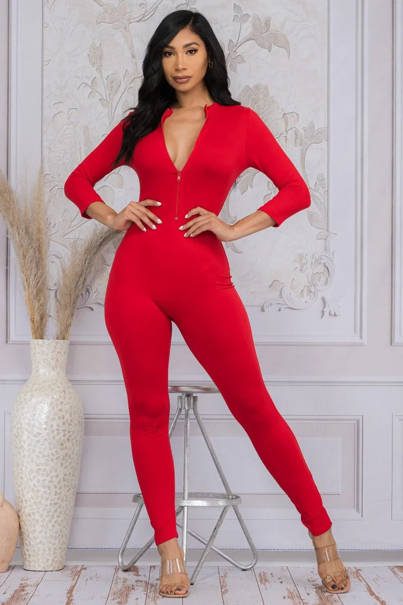 HH625X-SD - LONG SLEEVE BODYCON JUMPSUIT