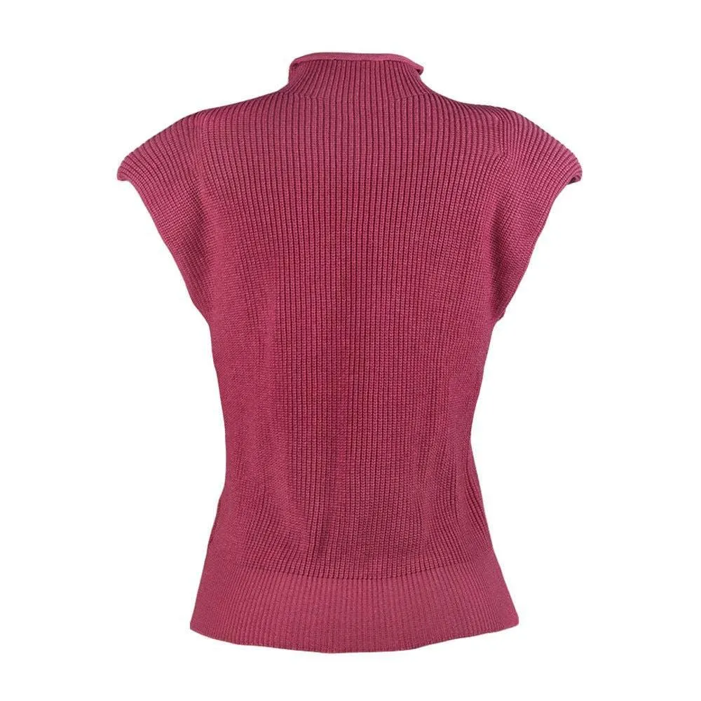 Ladies Solid High Neck Sleeveless Sweater Top LH0460